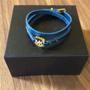 Michael Kors blue leather wrap bracelet
